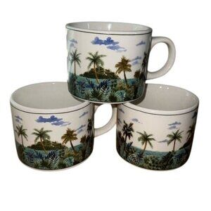 Majesticware By Oneida Pacific Paradise Stoneware Mugs Set Of 3
